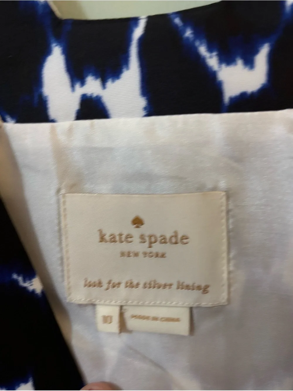kate spade Blue and White Abstract Print Dress Size 10